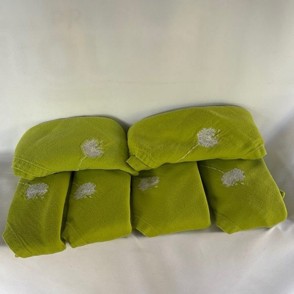 SET OF 6 VINTAGE LIME GREEN EMBROIDERED  SOFT CLOTH NAPKINS- RARELY USED - 18X18 - Picture 7 of 15